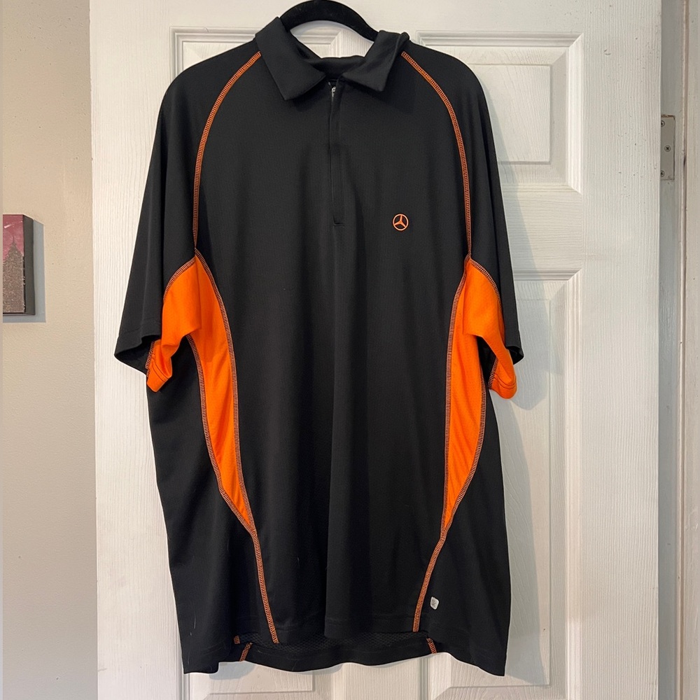 Mercedes Men's Black and Orange Polo Shirt